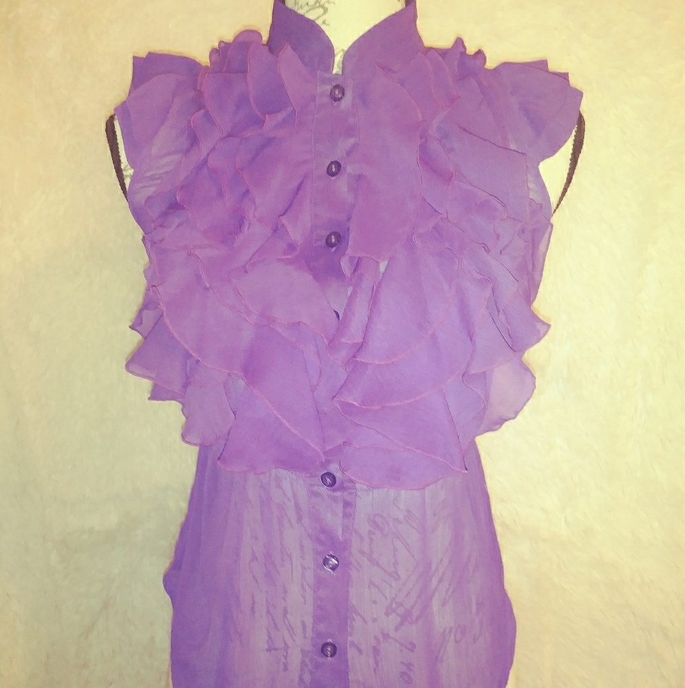 Miley Cyrus ruffled purple top